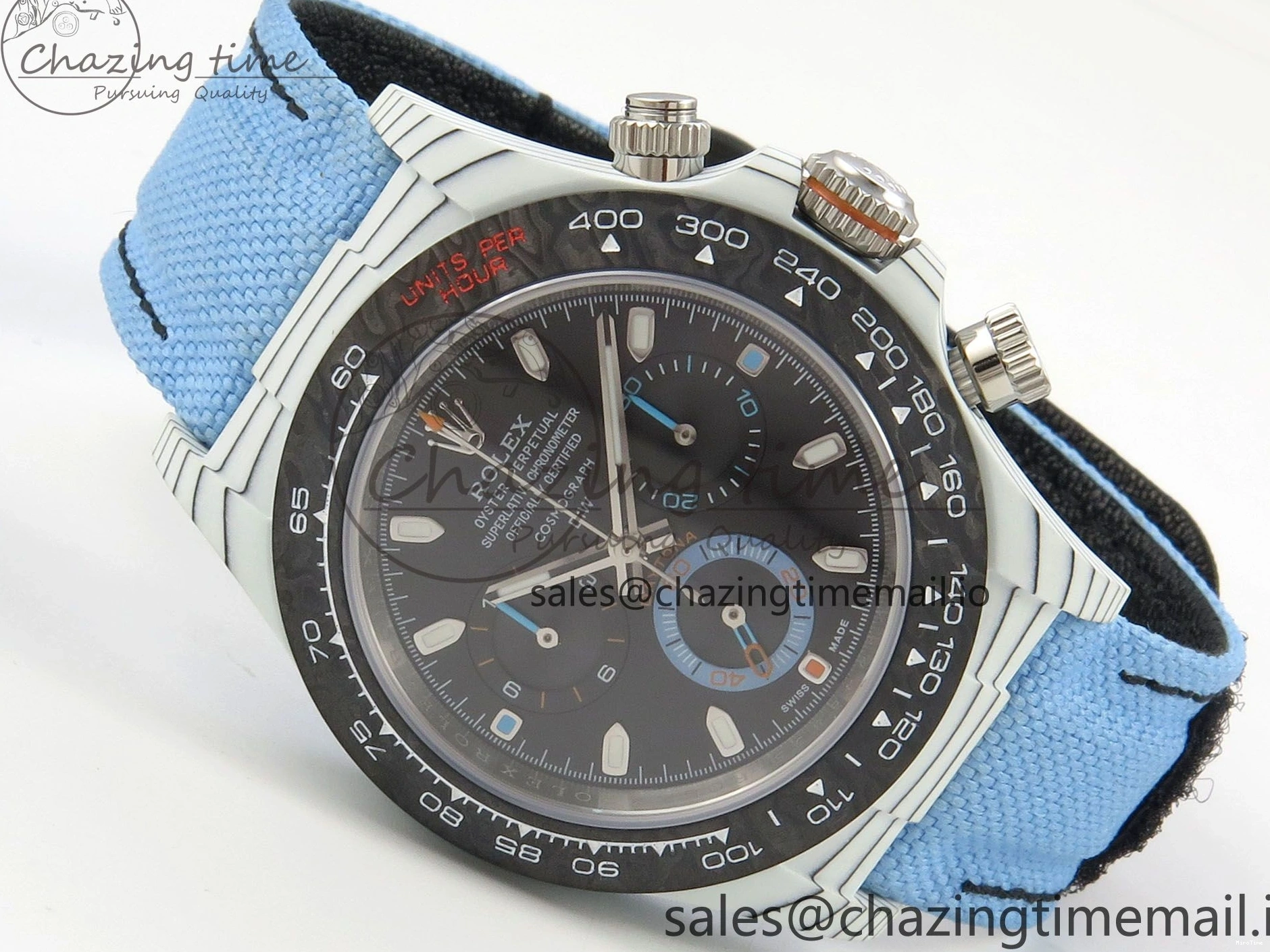MiroTime 0403 Attractive Daytona DIW Carbon Case and Bezel DIWF Edition Black Dial on Blue Nylon Strap A 71